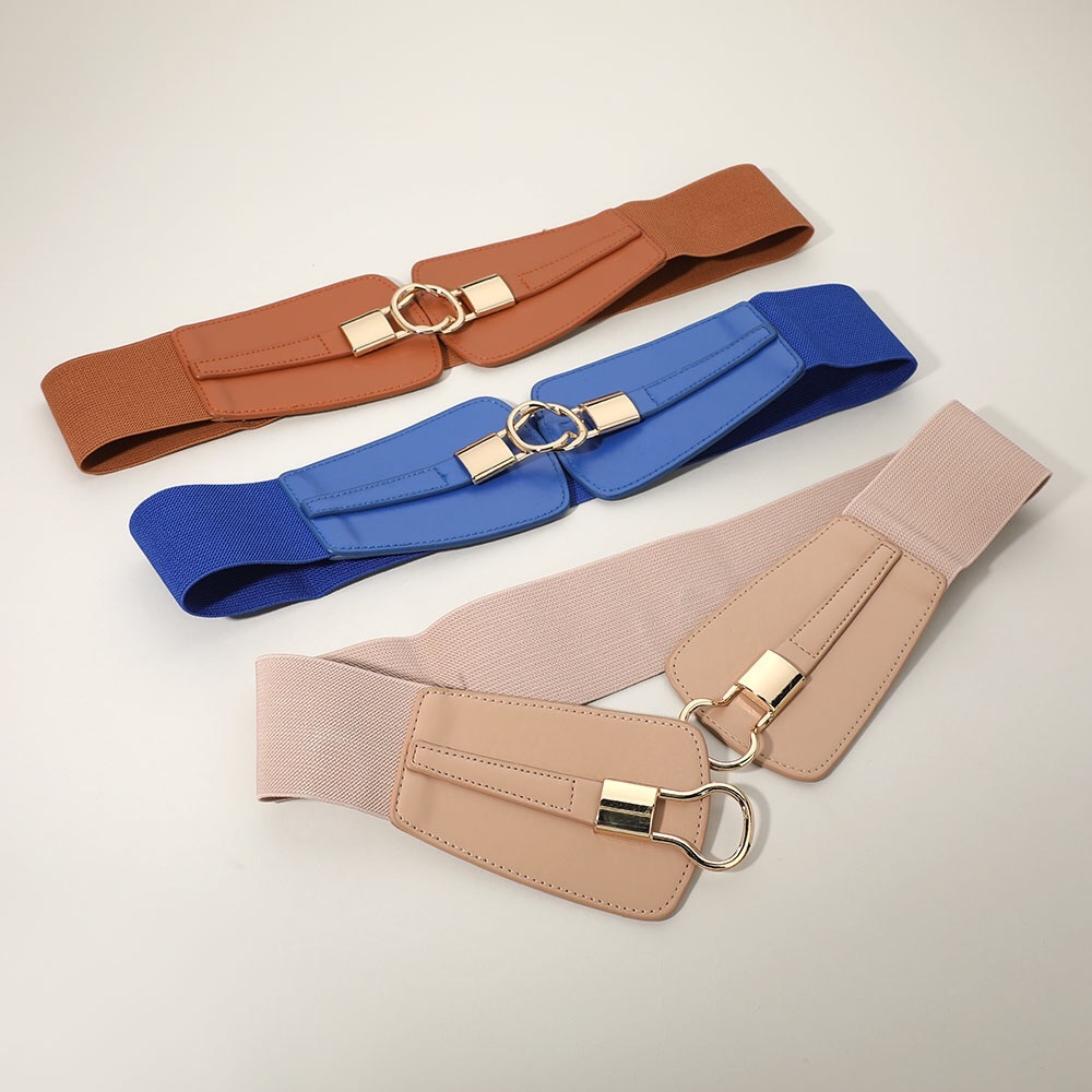 Gold Wide Waist Corset Statement Belt - Tan or Blue